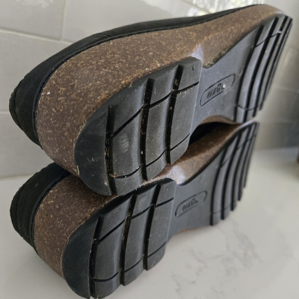 Earth Kolia Round Toe Slip-on Casual Clogs Matte Black Suede Leather Cork Size 9 - Picture 8 of 9